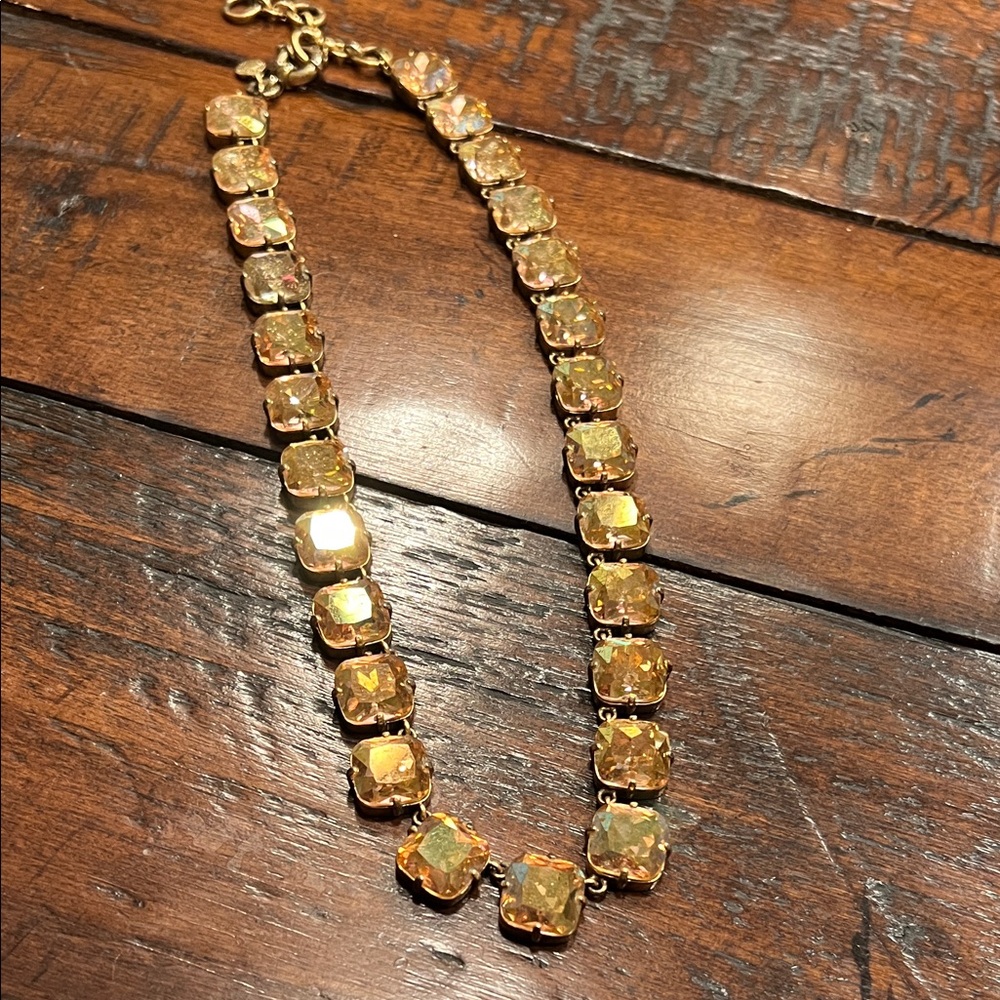 Elegant J Crew Gold-Toned Necklace with Pale Orange Stones